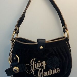 ♥️ Vintage Juicy ♥️Couture Velvet Black Shoulder Bag with Gold Details💕